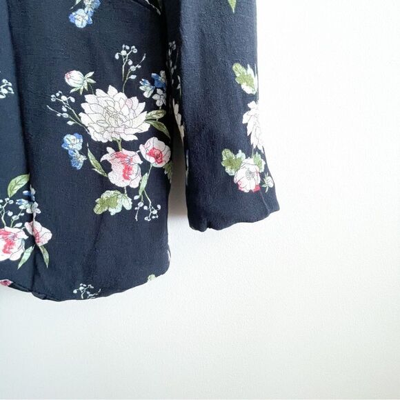 Lila Rose Floral Open Blazer Navy Blue Long Sleeve Women's XS Lined - Picture 3 of 9